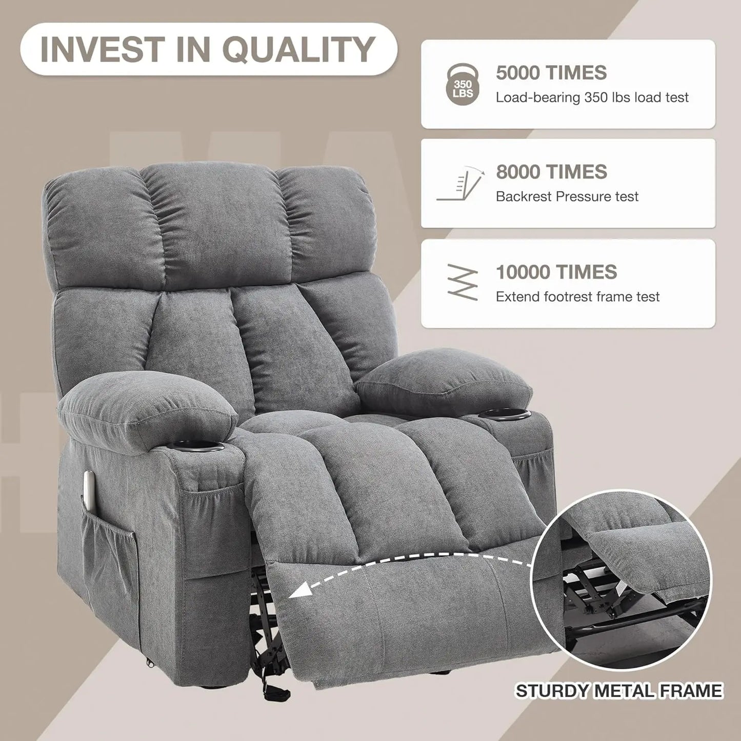 Massage Rocker Recliner Chair with Heat and Vibration Ergonomic Rocking Lounge Chair for Living Room Comfy Overstuffed Recliner