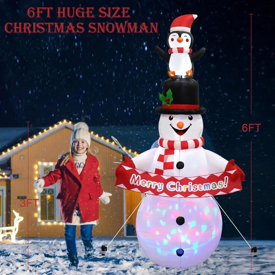 Hign-concerned Snowman Inflatable With Rotating LED Lights Outdoor