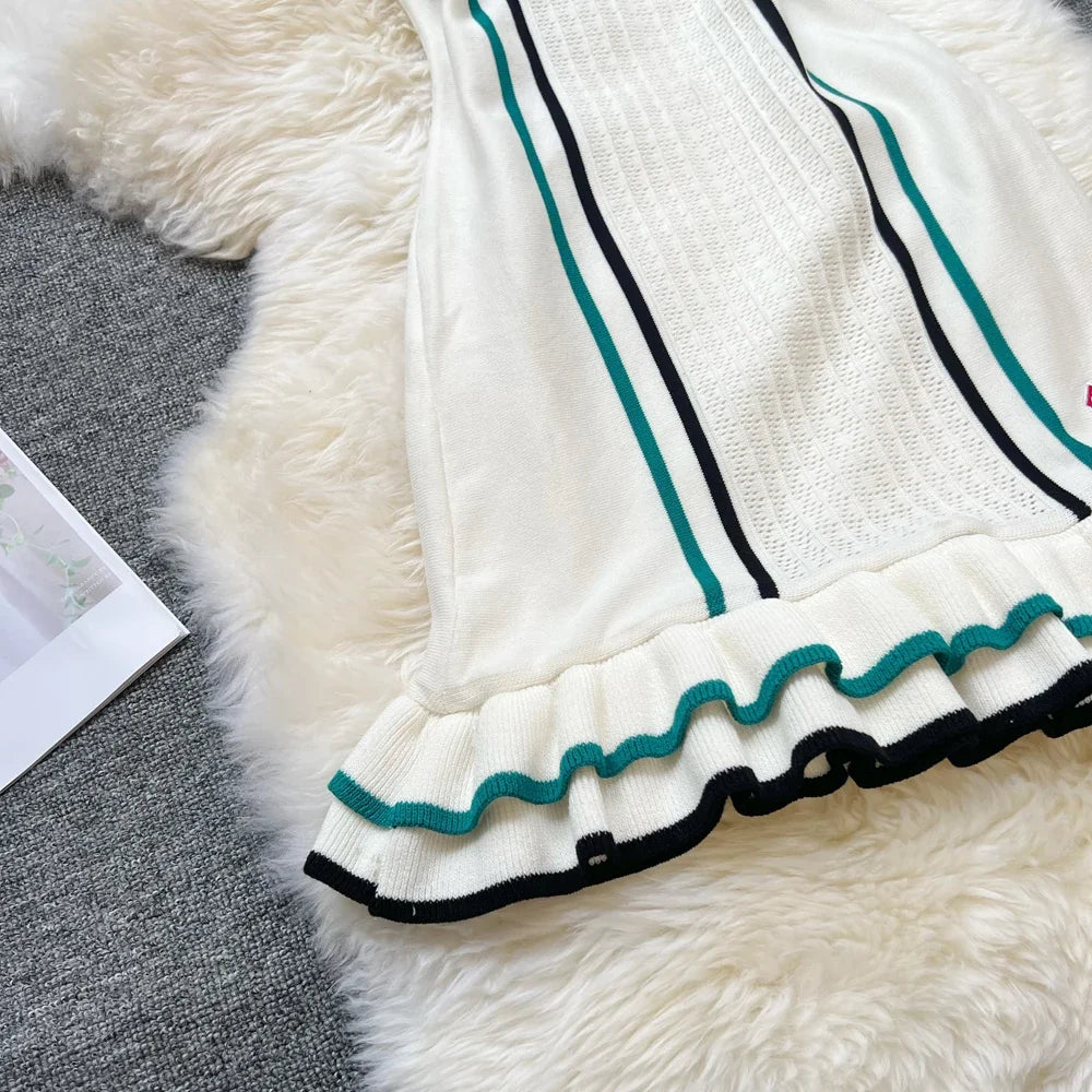 YuooMuoo Brand Fashion Women Knitted Mini Dress Ins Hot Sexy Package Hips Ruffled Party Dress Streetwear Lady Outfits Vestidos