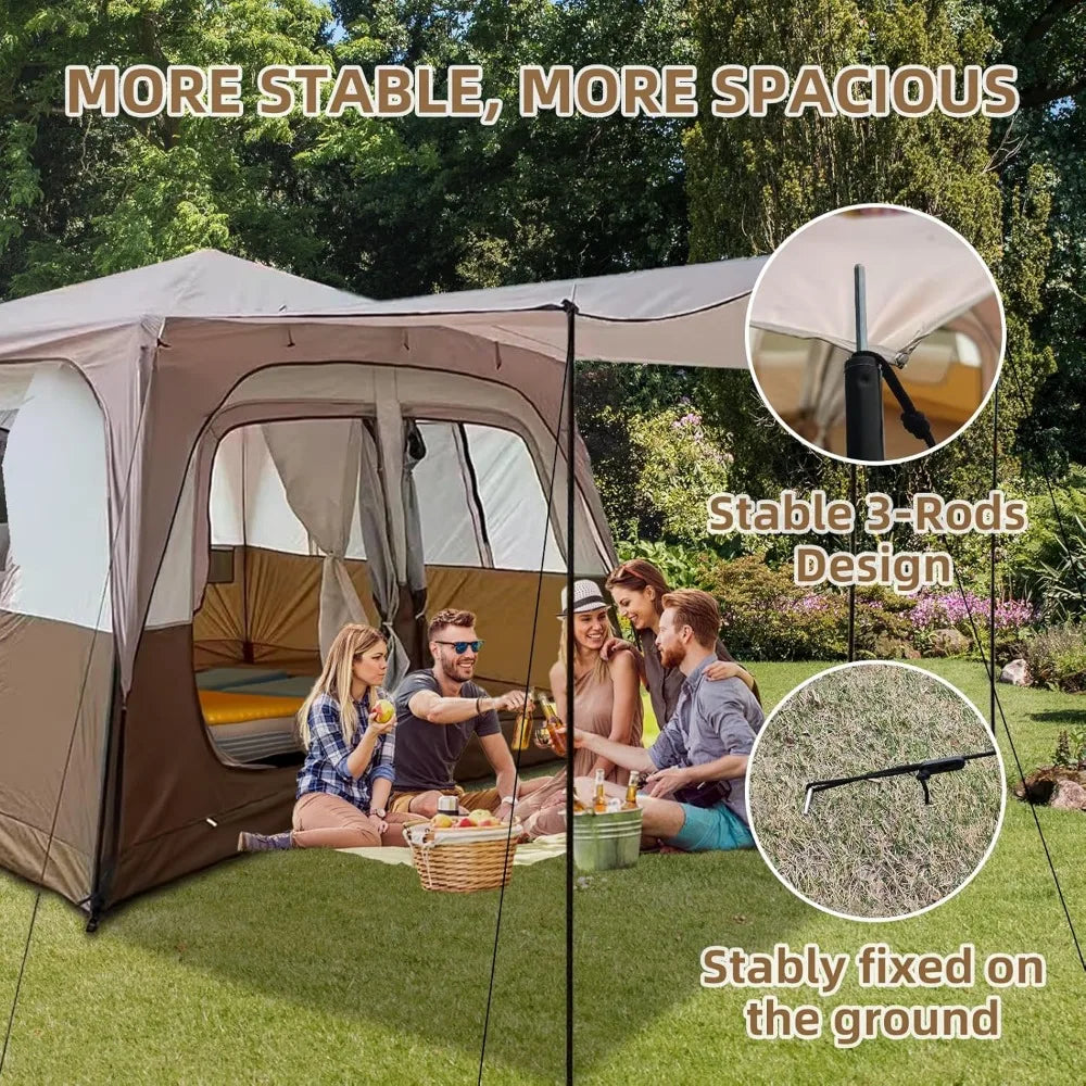 8 Person Instant Cabin Tents, Large Waterproof Tents for Camping, Family Tent Include Pre Installed Pole for Easy Installation,