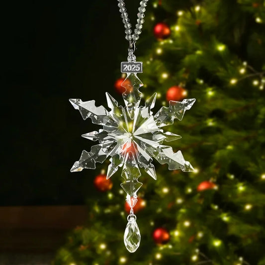 Crystal Snowflake Ornament With Crystal Drop Pendant And Engraved Tag