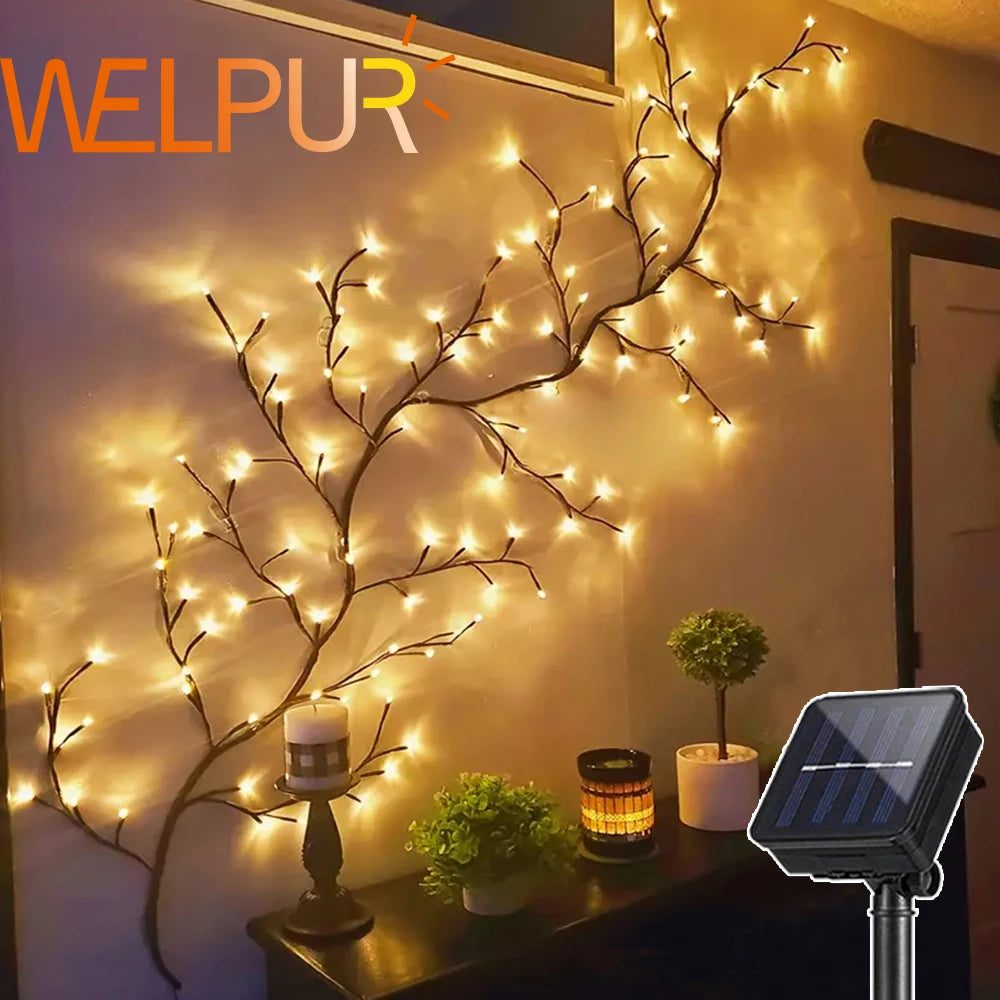 WELPUR Outdoor Solar String Lights Tree And Vine Garland
