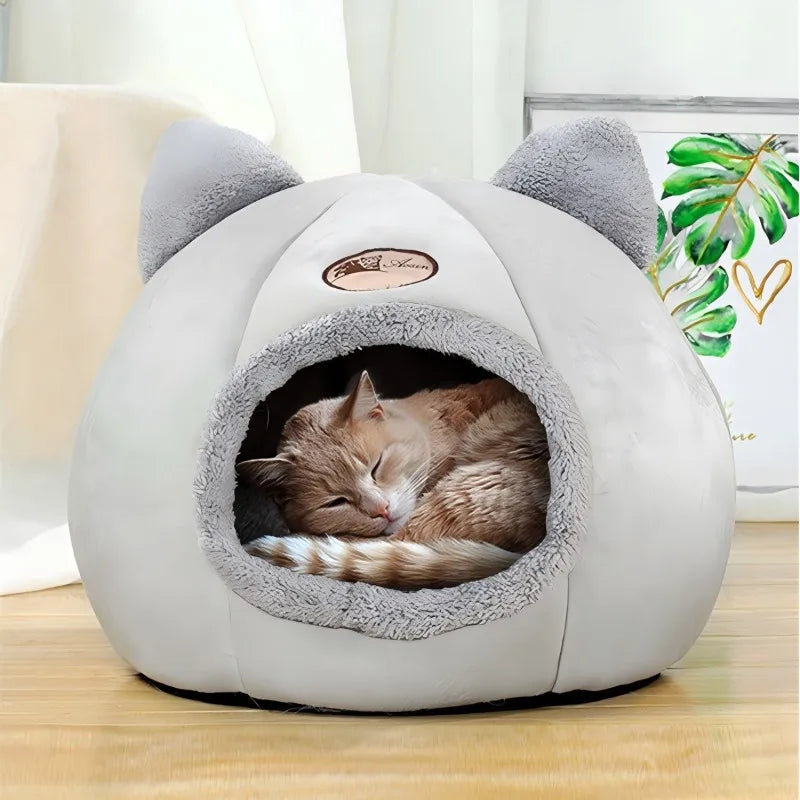 Guangdong Cat Ear Plush Pet Bed For Cats Keep Warm In Winter And Machine Washable