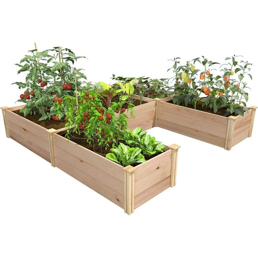 Premium Cedar Raised Garden Bed, 8' x 8' x 16.5" U-Shaped Bed - Made in USA with North American Cedar