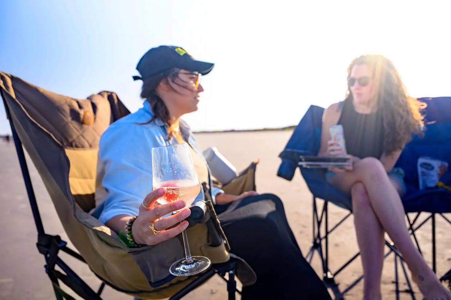 Black Sierra Deluxe Padded Camping Chair for Sports & Outdoors, Oversize XL Outdoor Folding Chair Supports 400 lbs, Heavy Duty