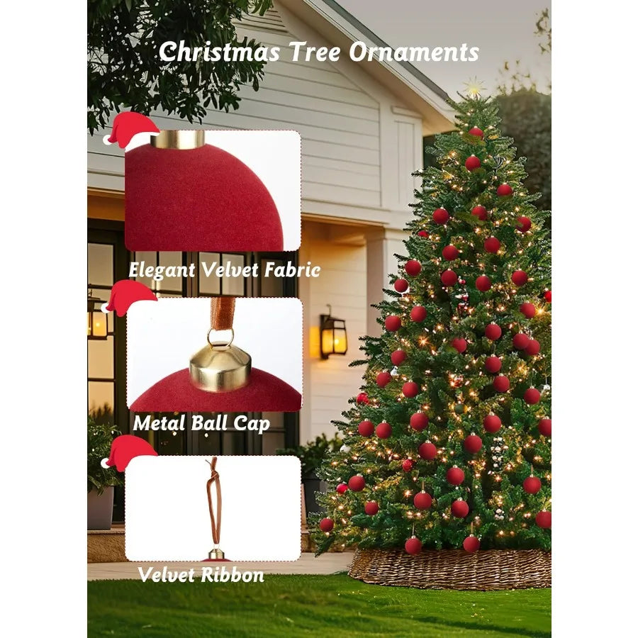 Brightown Velvet Christmas Balls Ornaments For Christmas Tree
