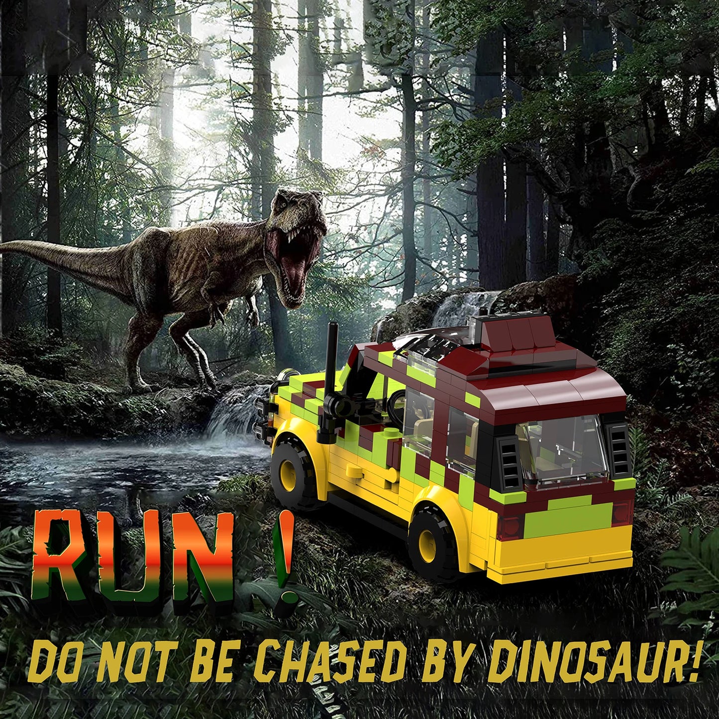 Jurassic Tour Vehicle Building Toys Set, Dinosaur World Off-Road Car Jurassic Movie Brick Toys, Creative Present (309 Pcs)