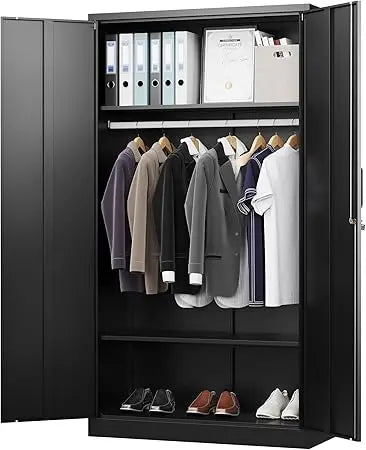 Metal Wardrobe Cabinets with Lock,Clothing Locker 72" X 36" X 18" Storage Cabinets for Home Room,Fire Department, School, Emplo