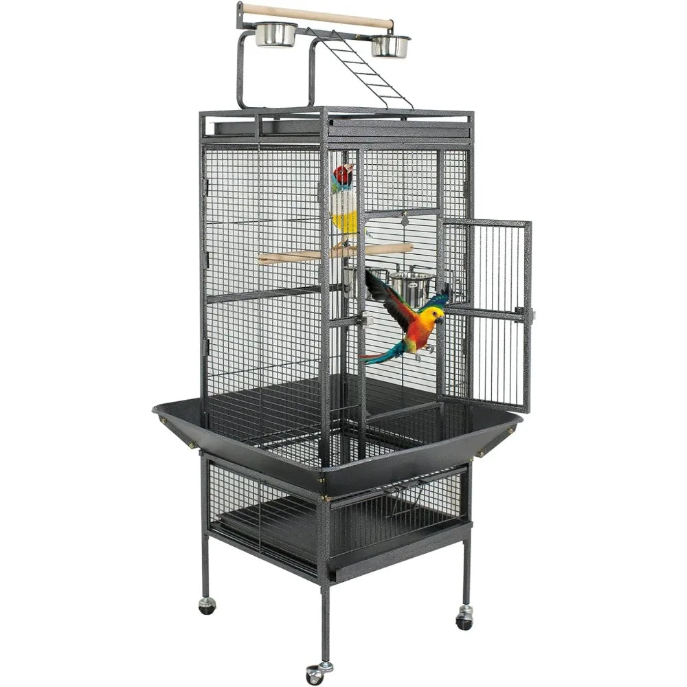 Playtop Parrot Bird Cage WroughtIron RollingStand HeavyDuty EnclosureSystem IndustrialGrade