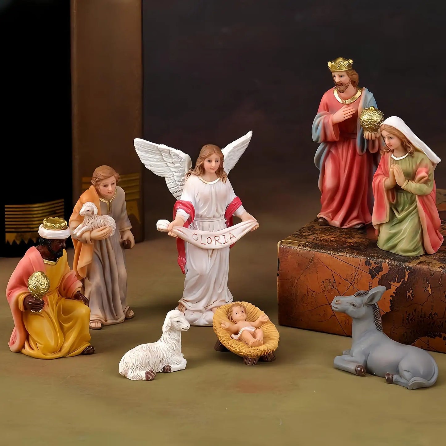High-concerned Christmas Nativity Resin Manger Figurines Decor
