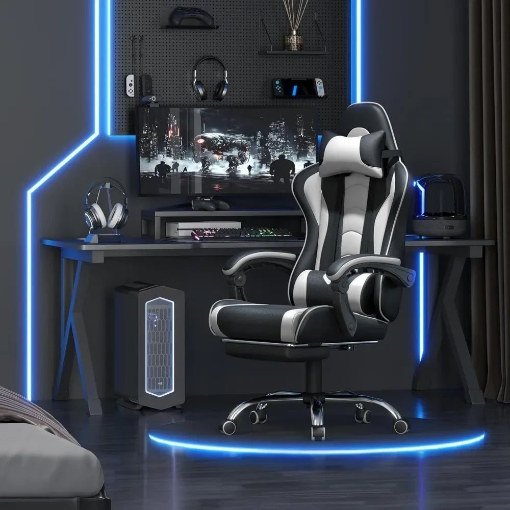 Ergonomics Gaming Chair With Massage Lumbar Support Footrest