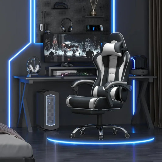 Ergonomics Gaming Chair With Massage Lumbar Support Footrest