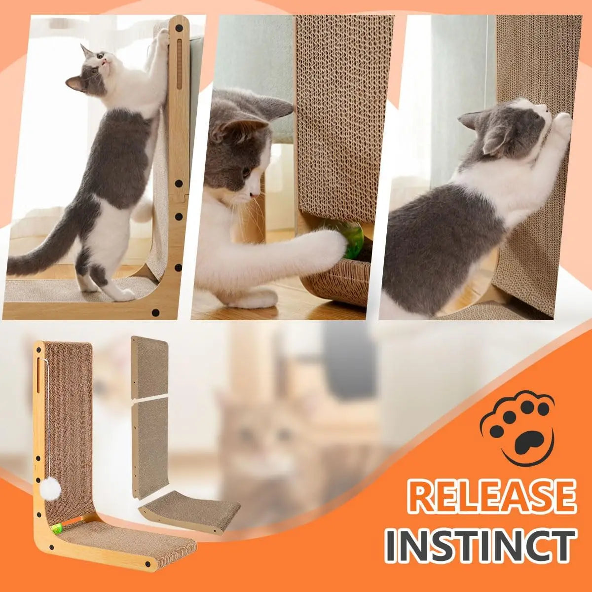 L Shape Cat Scratcher Pad For Indoor Cats Furniture Protector Cardboard Durable Safe Non Toxic