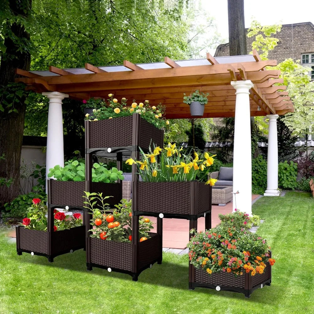 MAYOLIAH Raised Garden Bed with Drainage Elevated Planter Box Plastic Raised Beds for Gardening Vegetables Herb Flowers, Perfect