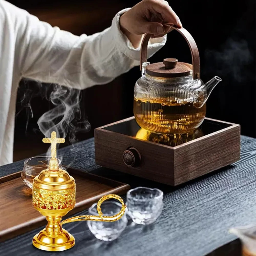 Hemindamai Incense Burner With Tong Frankincense Charcoal Stand Aromatherapy