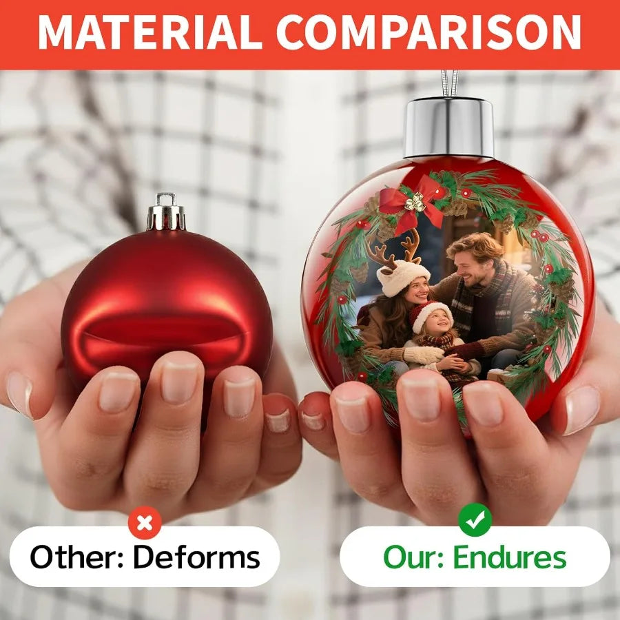 Bemaystar Personalized DoubleSided Photo Christmas Ornaments