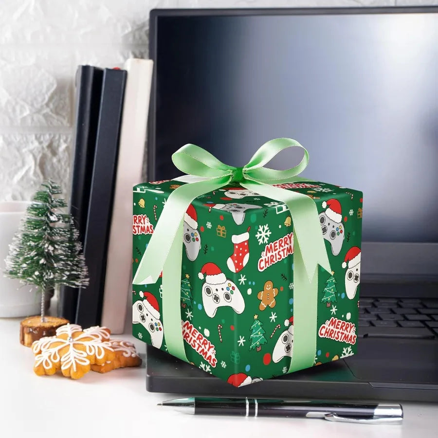 Christmas Wrapping Paper With Holiday Tree Merry Christmas