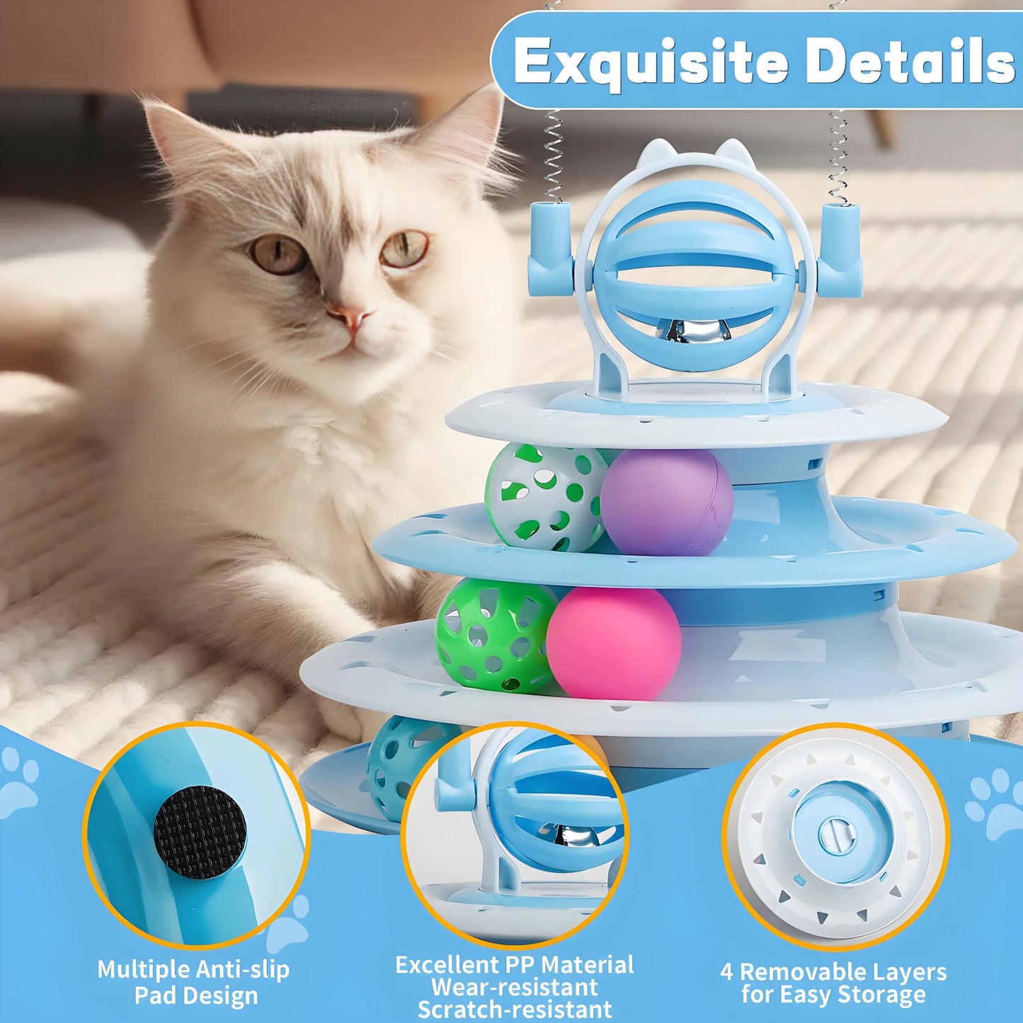 Zhejiang Premium UltraMultisensory Interactive Cat PuzzleBall Featuring TeaserWands