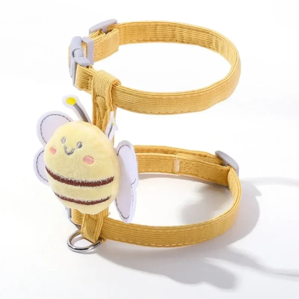 Feature Cat Harness Leash Collar Set Adjustable Cartoon Bee