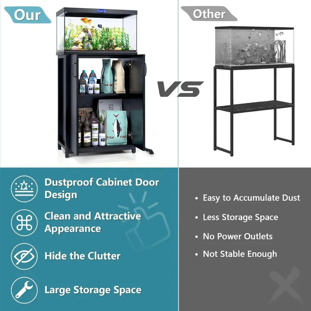 High Concerned Industrial-Grade Aquarium Enclosure Stand With Built-In Power Outlets