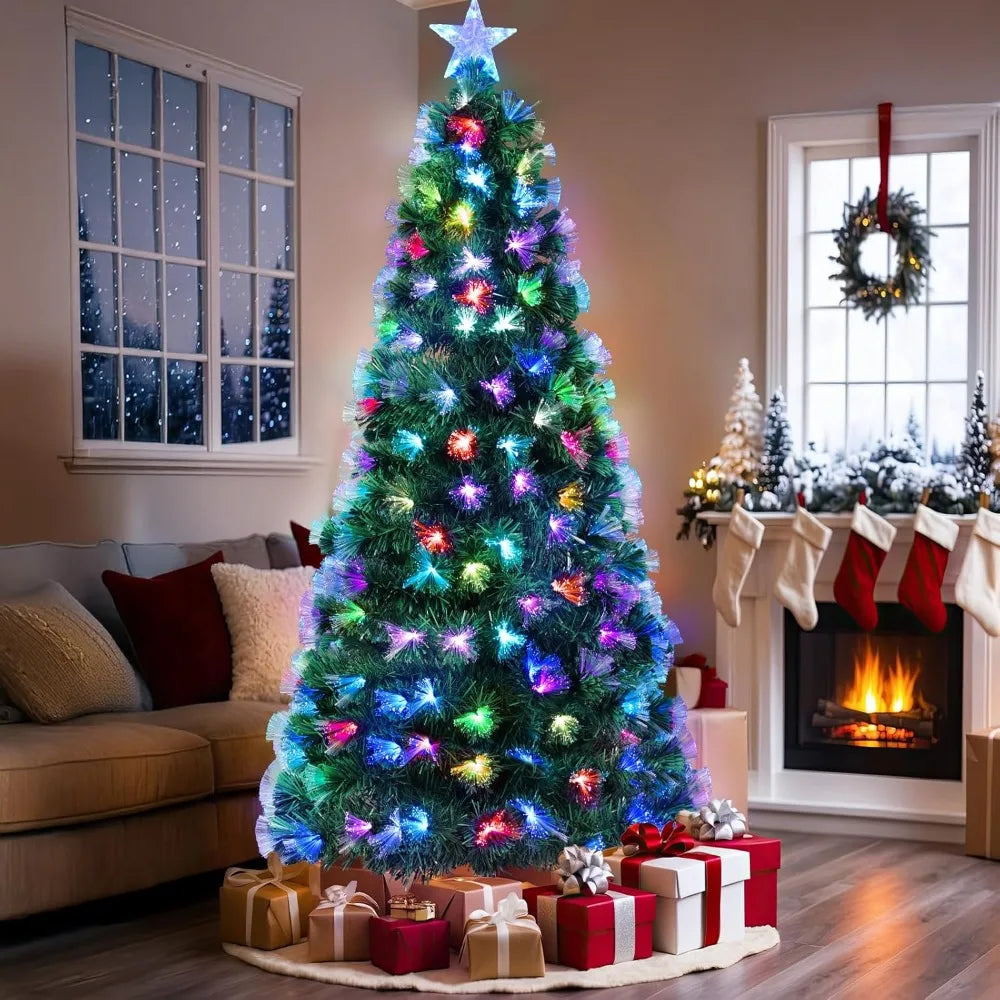 Artificial Pine Christmas Tree With Fiber Optic Branches And LED
