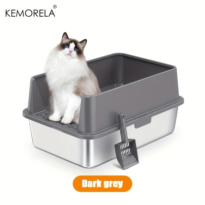 Super Large Stainless Steel Litter Box With Lid