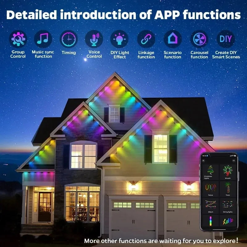MIMIRGB Eaves Lights Outdoor LED String Strip With Bluetooth