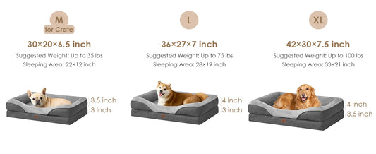 42x30x7.5 Inch Grey XL Memory Foam Dog Bed - Orthopedic Sofa with Sides, Waterproof Liner & Washable Removable Cover