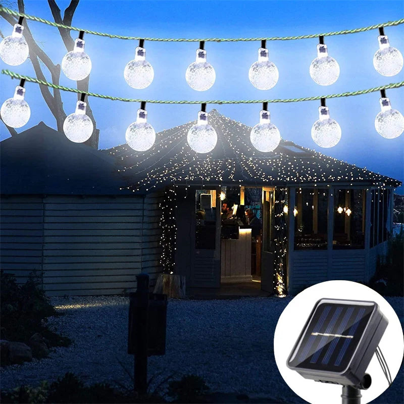 HOUHOM Solar Crystal Globe Fairy Lights Outdoor String