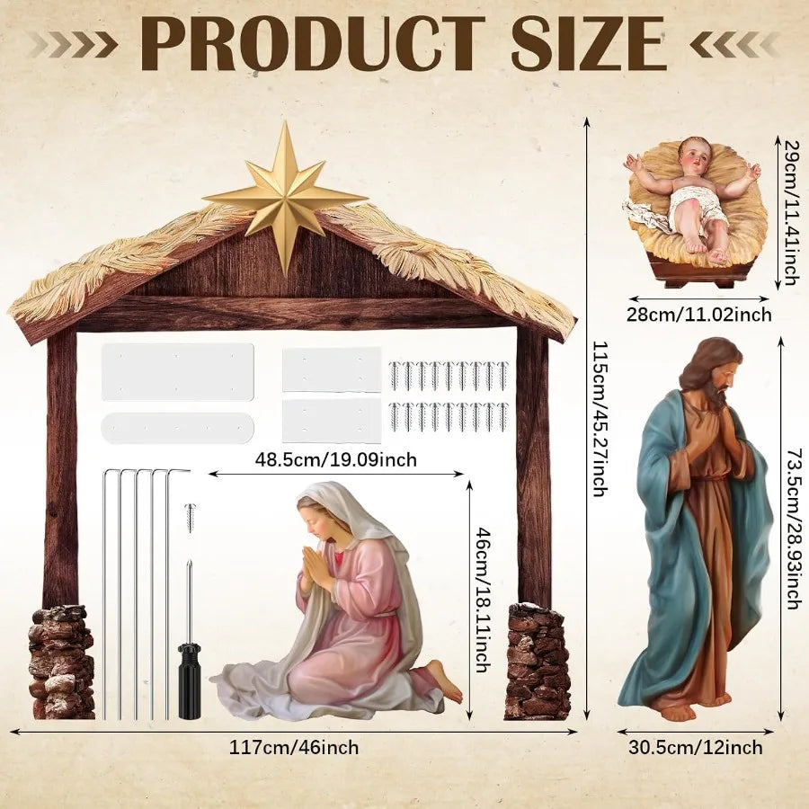 Hign-concerned Outdoor Nativity Scene Holy Family Decoration Set