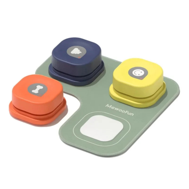 MEWOOFUN Canine Talking Buttons With Rubber Mat Recordable Communication SystemForTraining