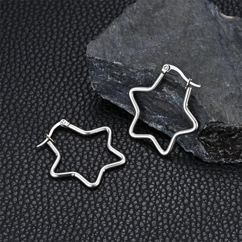 GDKLCN Elegant Hollow Five Star Earrings Cuff Jewelry Gift