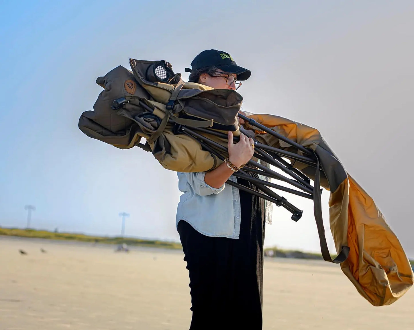 Black Sierra Deluxe Padded Camping Chair for Sports & Outdoors, Oversize XL Outdoor Folding Chair Supports 400 lbs, Heavy Duty