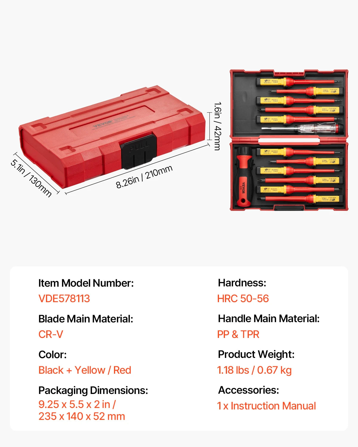 SucceBuy Insulated Screwdriver Set 1000V Electrician Tool Kit