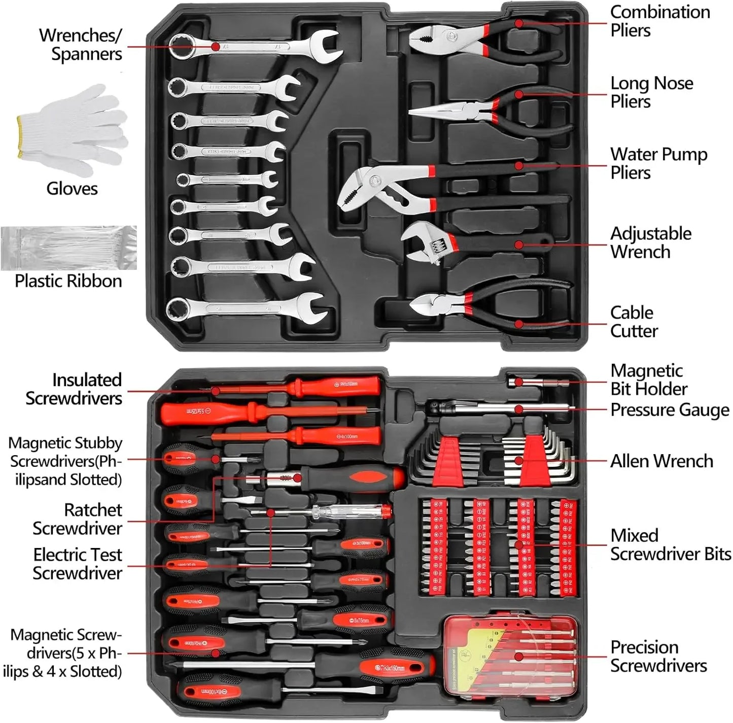 AUKYGGUS 799Pcs Mechanic Tool Set Trolley Case Hand Tools