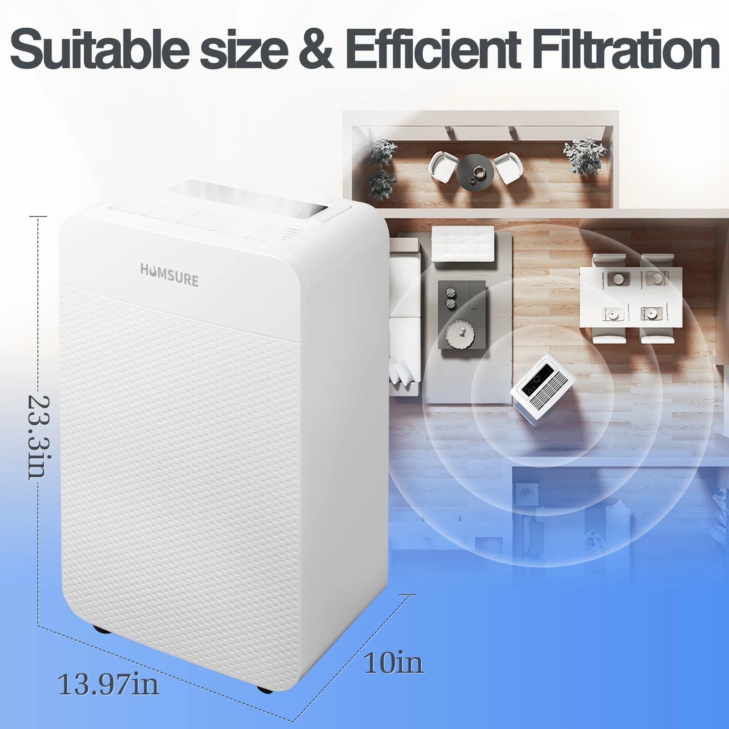 HUMSURE 4500 Sq. Ft 70 Pints Dehumidifier for Basement and Home, Bedroom, Equipped With Drainage Hose, Automatic Defrosting