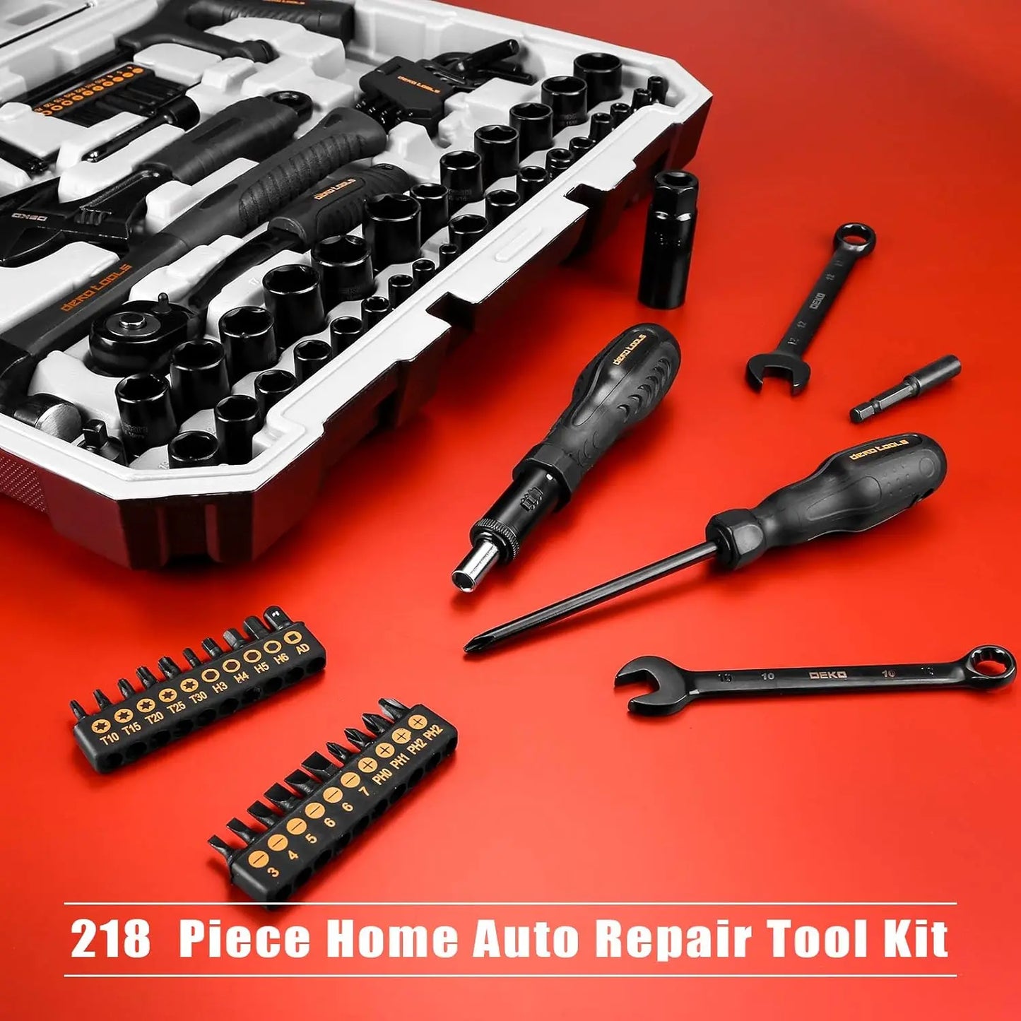 DEKODIY 218 Piece General Household Tool Set Auto Repair Kit