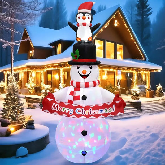 Hign-concerned Snowman Inflatable With Rotating LED Lights Outdoor