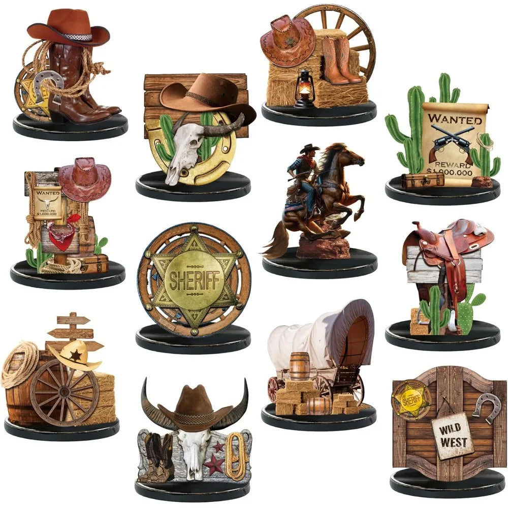 Western Cowboy Centerpieces Set of 12 for Party Tables