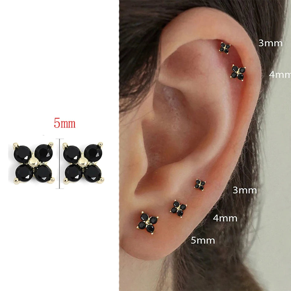 Yupsk Flower Butterfly Zircon Stud Earrings For Women
