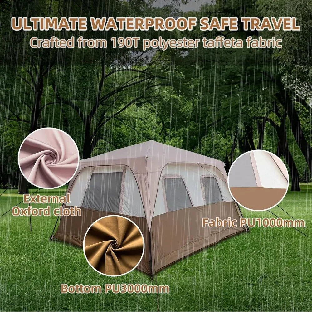 8 Person Instant Cabin Tents, Large Waterproof Tents for Camping, Family Tent Include Pre Installed Pole for Easy Installation,