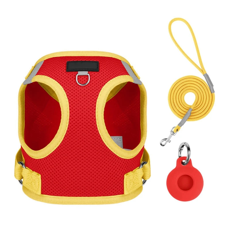 Pet Harness With Airtag Tracker And Leash Sets Puppy Cat Chest Strap For Small Medium Dogs Cat Harnesses Vest Outdoor Leads Rope