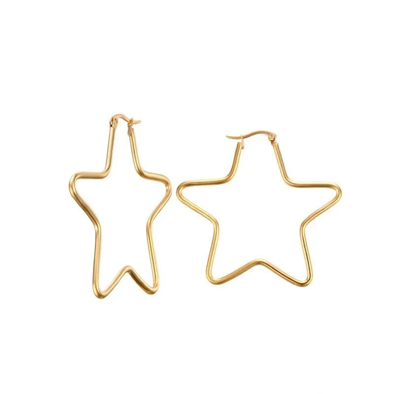 GDKLCN Elegant Hollow Five Star Earrings Cuff Jewelry Gift