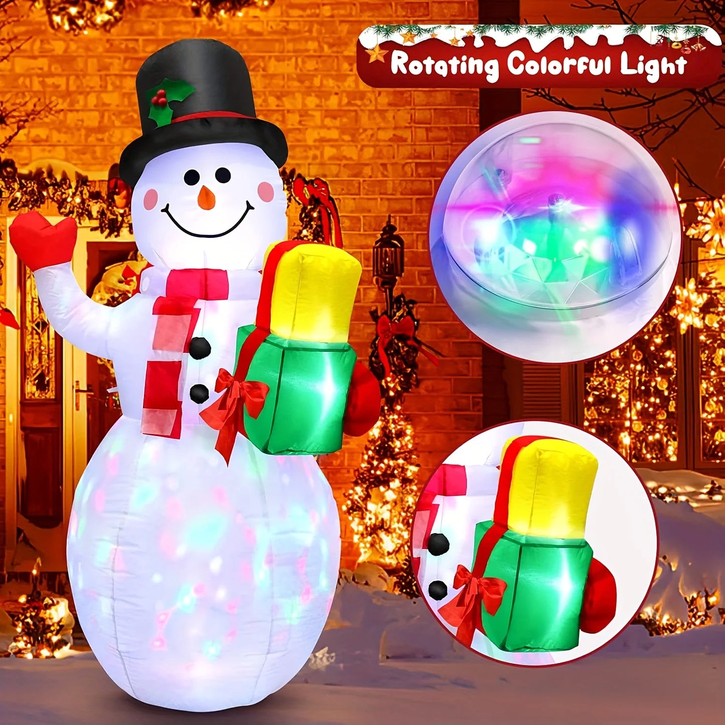 Inflatable Christmas Snowman LED Light Outdoor Holiday Garden Decor