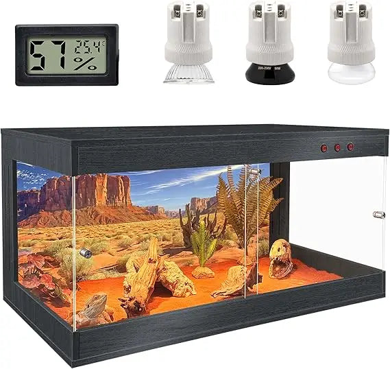 Royxen Premium Bearded Dragon Reptile Tank Tempered Glass Enclosure LockingMeshTop