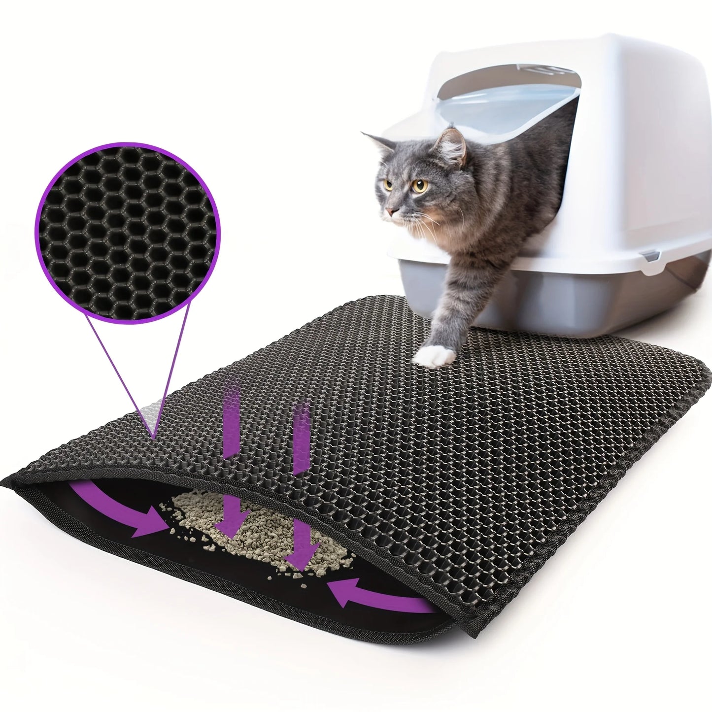 Hign-concerned Honeycomb Cat Litter Mat Superior Non-Slip Surface Easy-Clean Durable