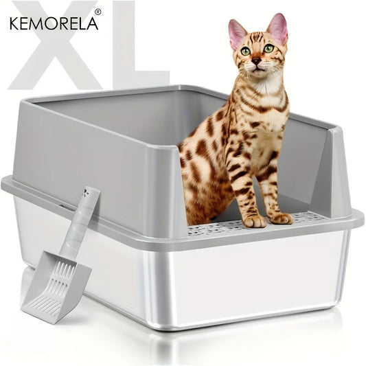 Super Large Stainless Steel Litter Box With Lid