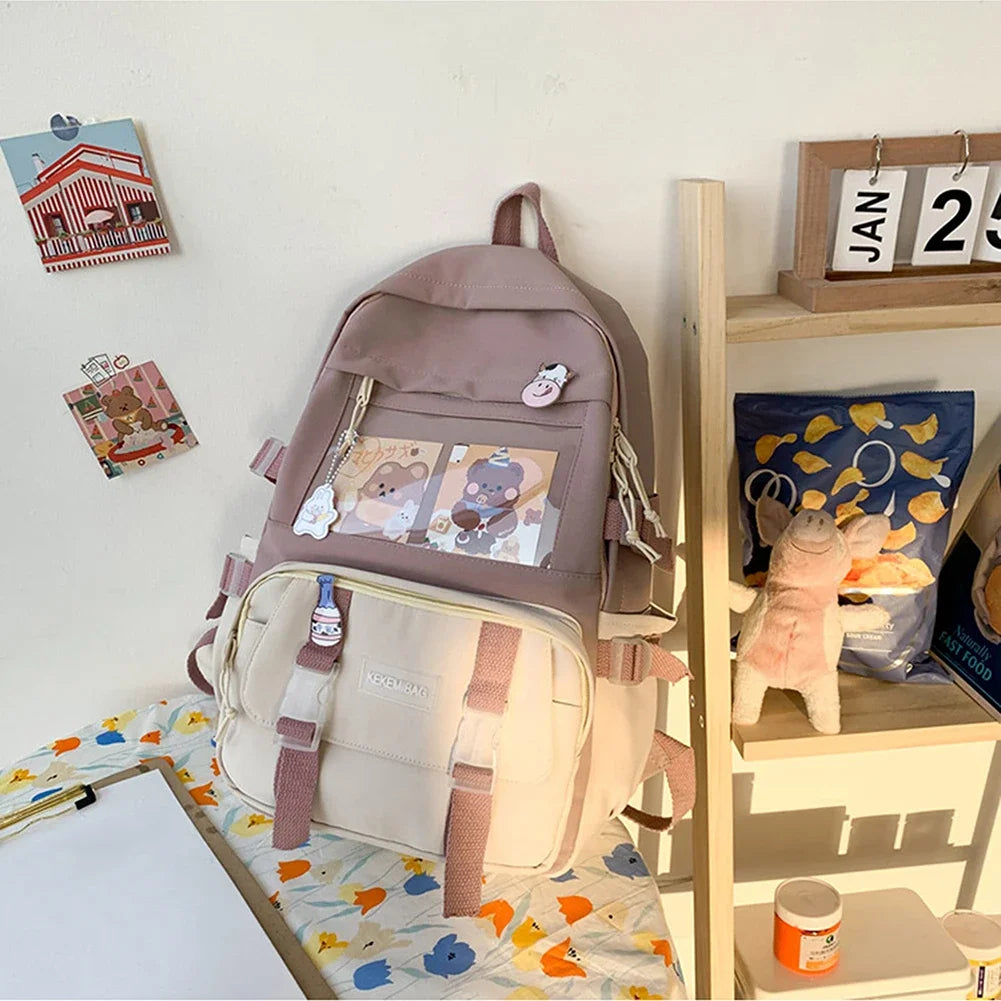 MOJOYCE Preppy Canvas Backpack For Students Everyday