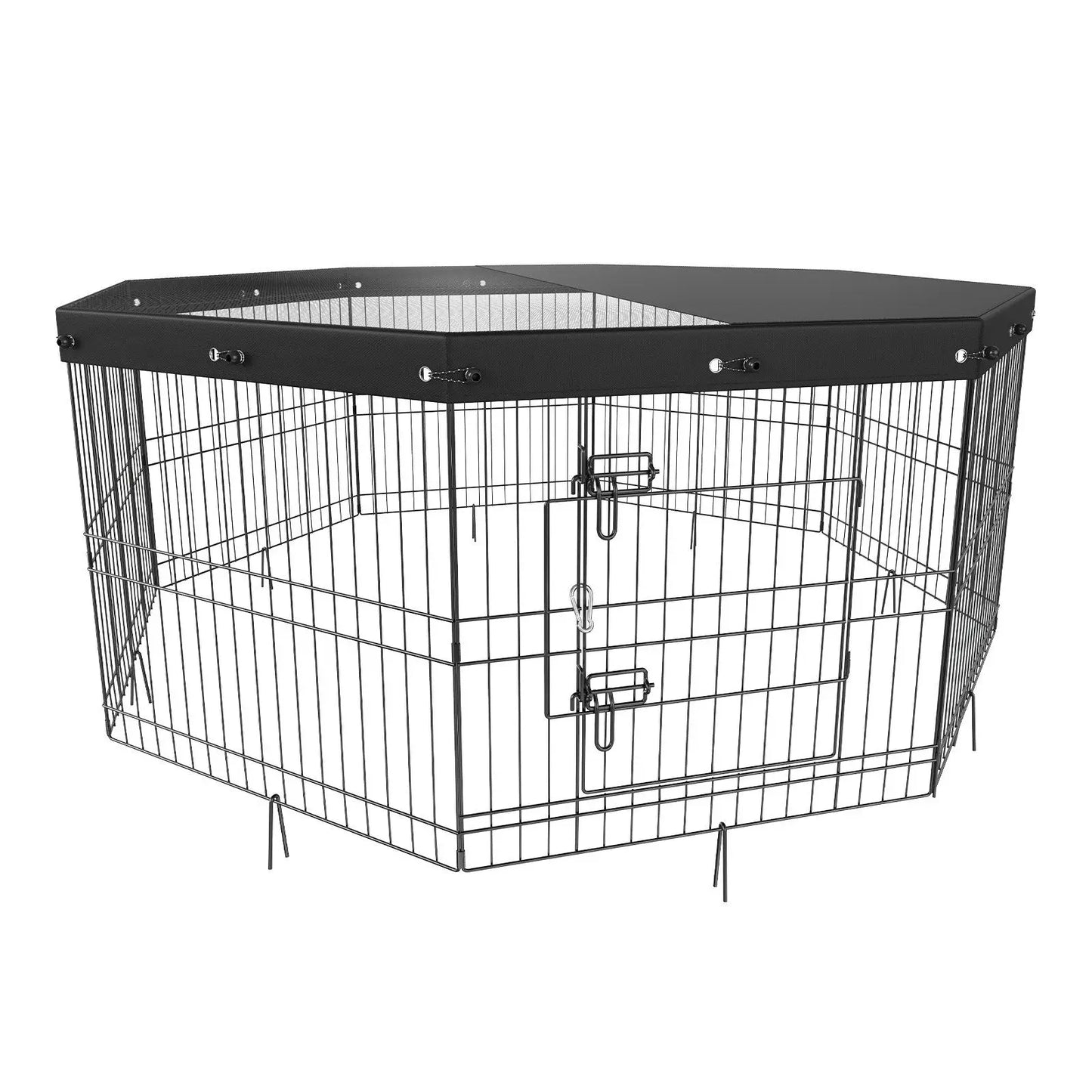 XMSJ IndustrialStrength EightPanel Foldable Metal Dog Exercise Pen With TopCover