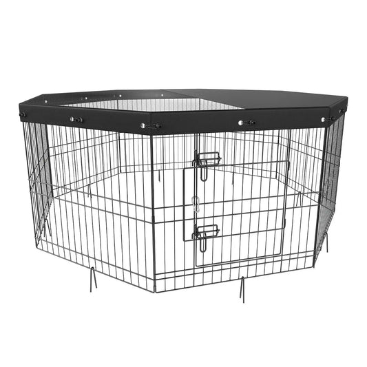 XMSJ IndustrialStrength EightPanel Foldable Metal Dog Exercise Pen With TopCover